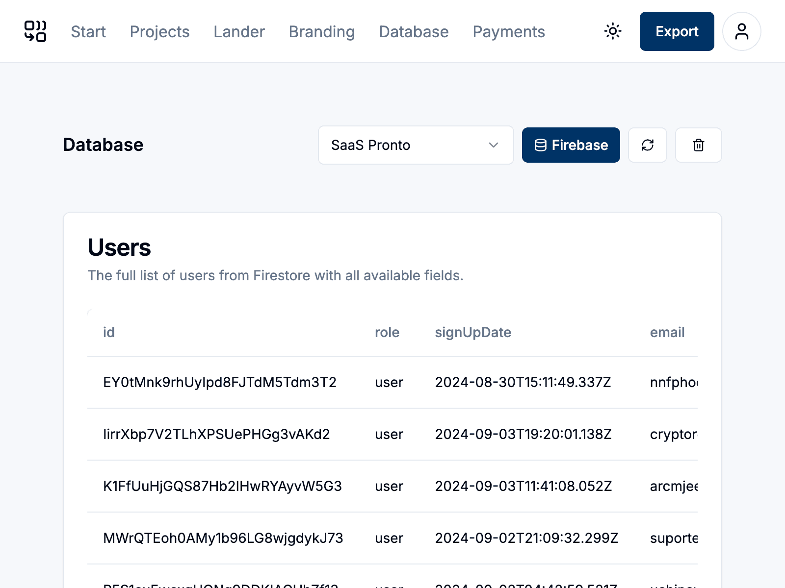 1) Setup Database & Authentication